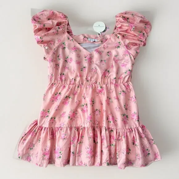 LoveShackFancy Target Cecile Puff Sleeve Dress Pink Melon Floral Size 18W New - Picture 1 of 7